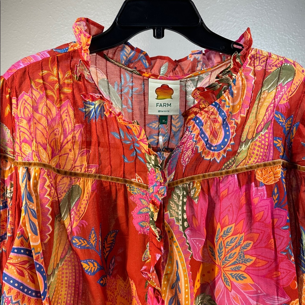 NWT Farm Rio Long Sleeve Cropped Cotton Top - Picture 2 of 7